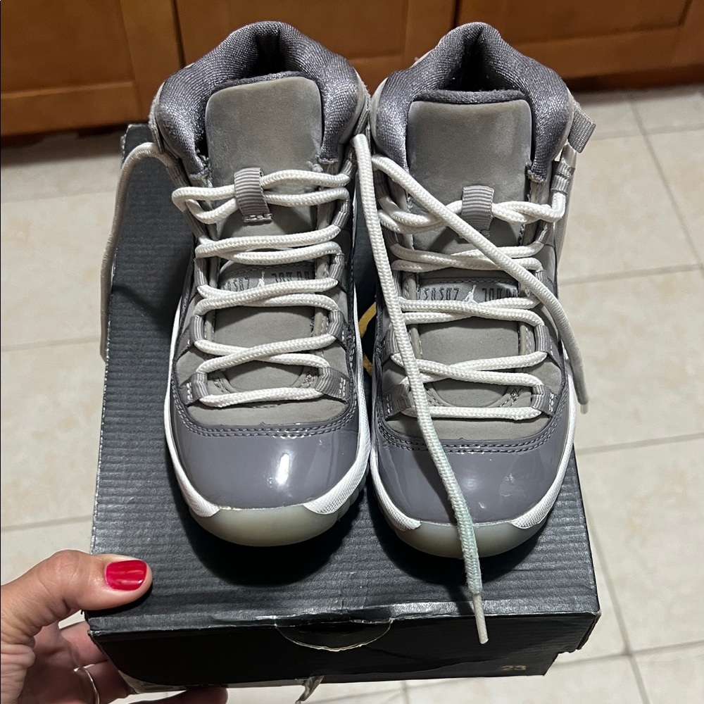 Jordan Kids Gray and White Sneakers